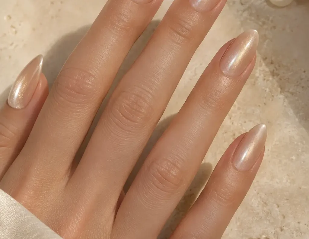 unas chrome aura champagne