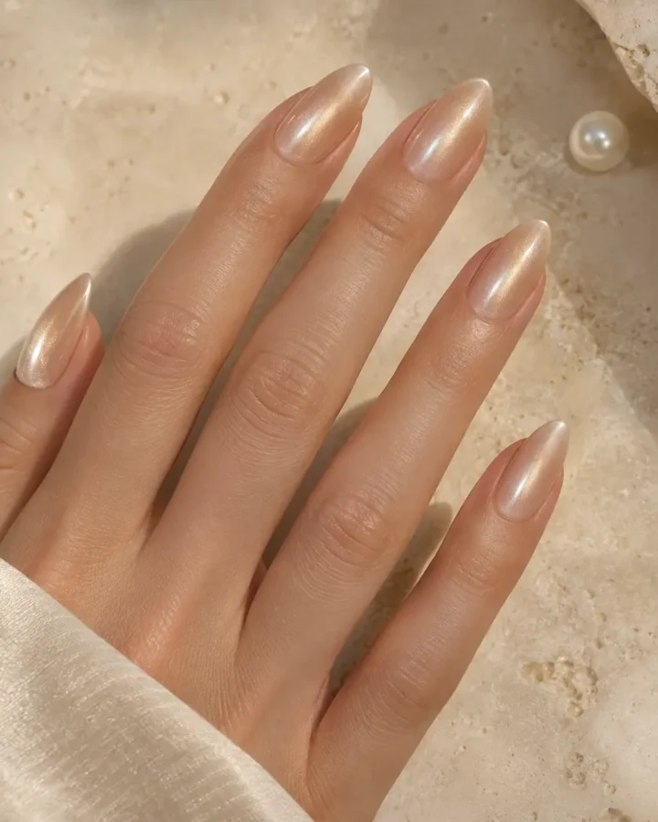 unas chrome aura champagne