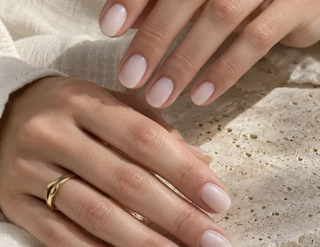 unas milky cortas elegantes