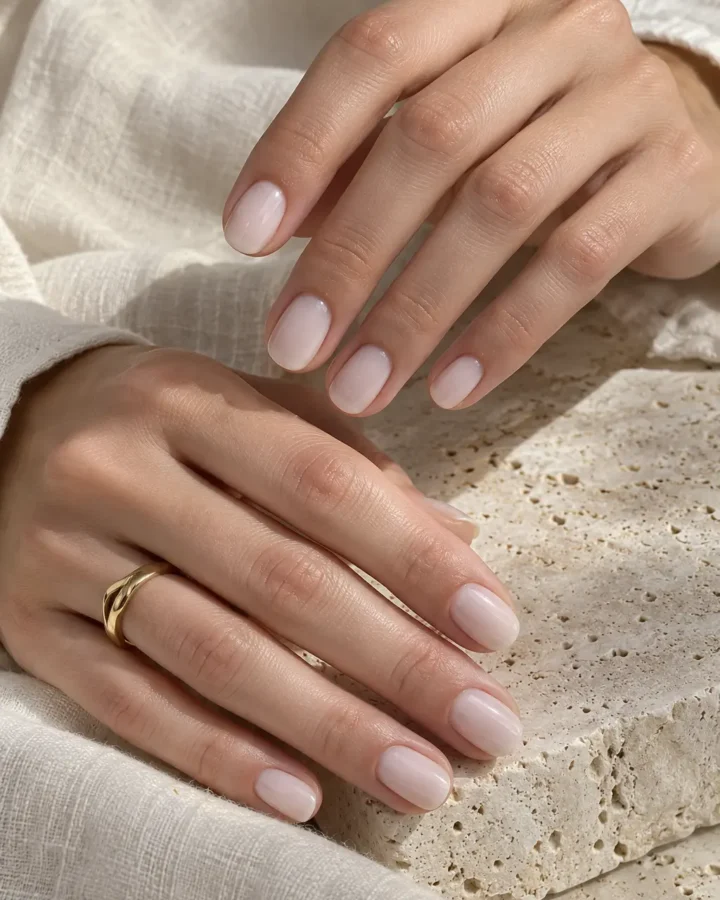 unas milky cortas elegantes