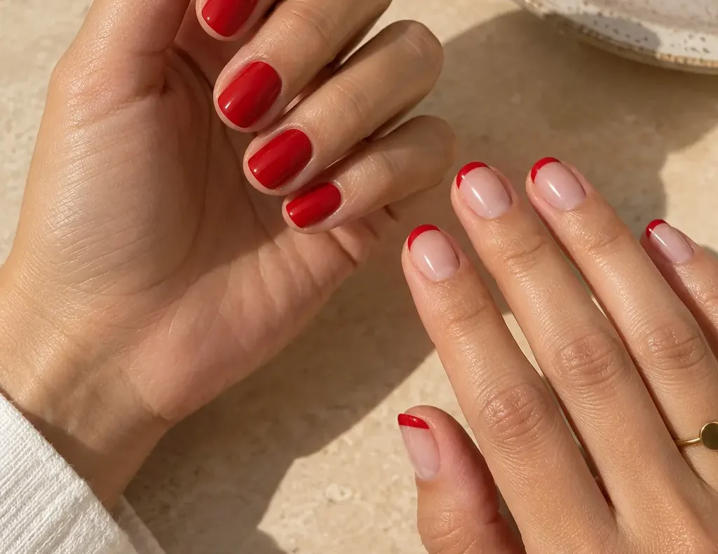 unas rojo tomate francesa
