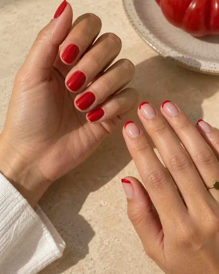 unas rojo tomate francesa